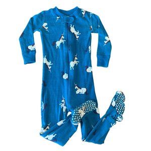 HANNA ANDERSSON Zip Unicorn Pajamas 18-24 80cm Organic Cotton Footed Sleeper PJs